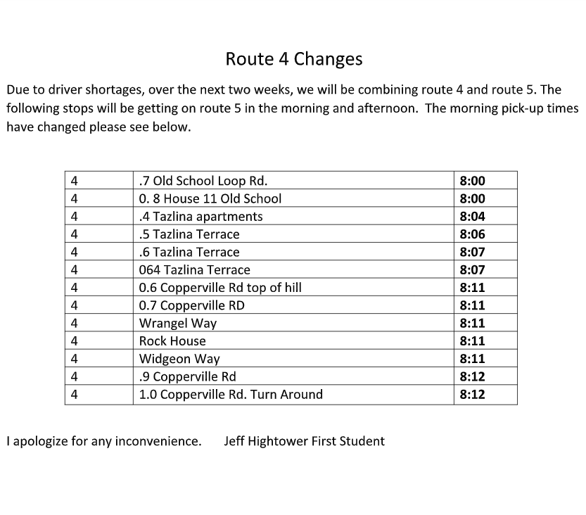 route 4 changes